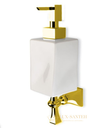 дозатор керамический stil haus prisma pr30(16-bi) настенный, золото-белая керамика