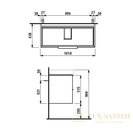 тумба под раковину laufen base 4.0245.2.110.261.1 1010х440 мм, белый глянцевый