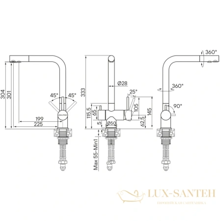 смеситель paulmark skalen sk213020-gm для кухни с подключением к фильтру, вороненая сталь