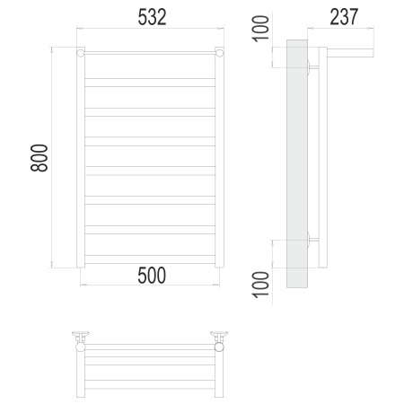 полотенцесушитель водяной terminus хендрикс 4670078530424 с полкой п8 500х800