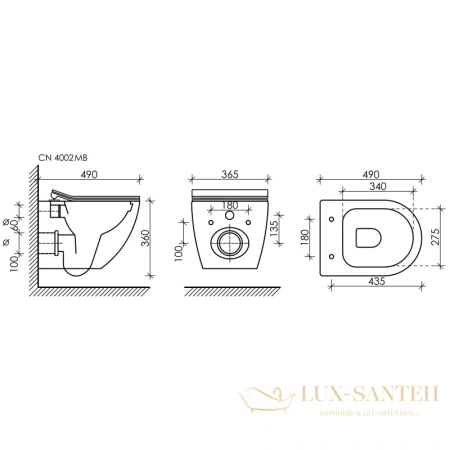 подвесной безободковый унитаз ceramica nova metropol cn4002mb с сиденьем микролифт, черный матовый