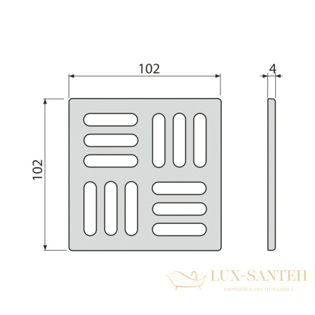 решетка для трапа alcaplast из нержавеющей стали 102×102 мм, нержавеющая сталь дизайн 1 mpv011
