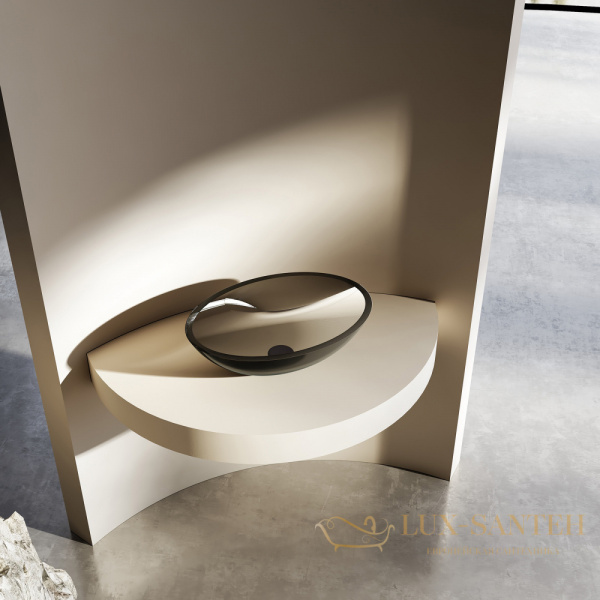 раковина накладная прозрачная abber kristall at2802onyx, 50х35 см, черный