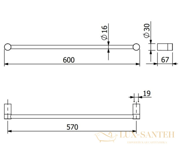 полотенцедержатель 600 мм, kludi vela r, 5897905, хром глянцевый