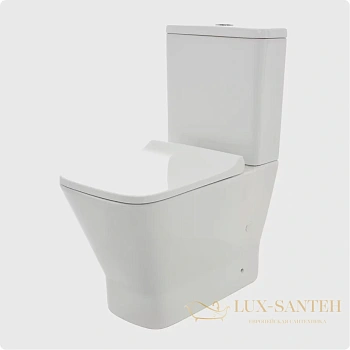 унитаз напольный безободковый aquame aqm1005, в комплекте c сиденьем softclose, горизонтальный выпуск, белый глянцевый