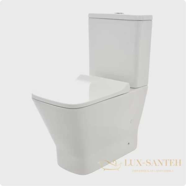 унитаз напольный безободковый aquame aqm1005, в комплекте c сиденьем softclose, горизонтальный выпуск, белый глянцевый
