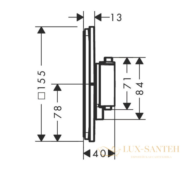 термостат для душа встраиваемый hansgrohe showerselect comfort q, 15581340, черный хром шлифованный