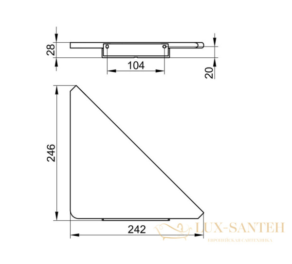 полка угловая для душа keuco aveno 14657370000, с клеевым комплектом, черный матовый