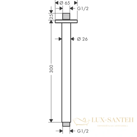 потолочный держатель верхнего душа 300 мм hansgrohe vernis blend 27805000 хром