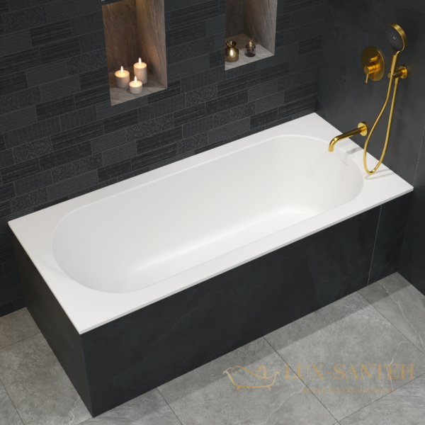 ванна whitecross gin 0217.175080.200, 175x80x60h, искуственный камень, белый матовый