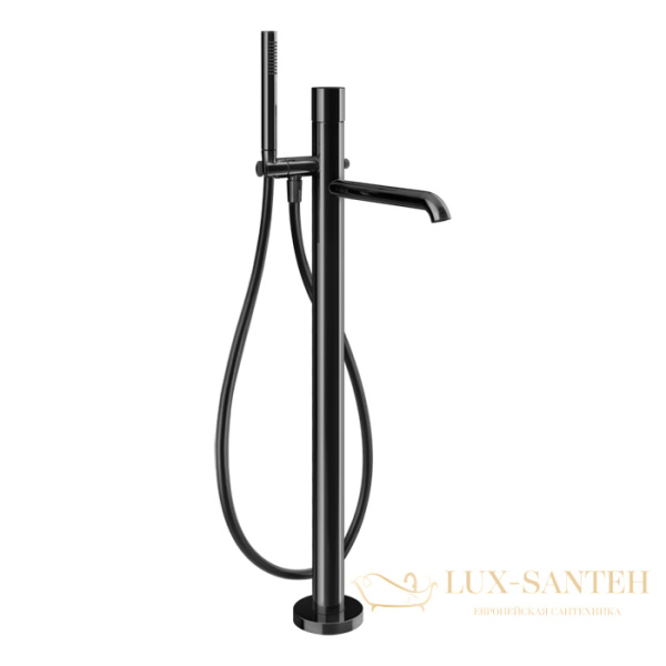 смеситель для ванны напольный gessi habito unito 70028.706, black metal pvd