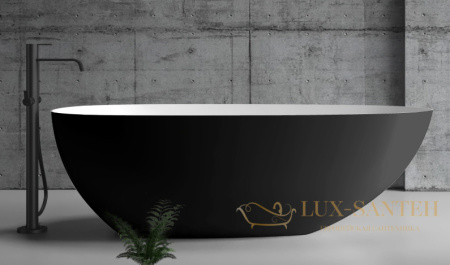 ванна акриловая свободностоящая abber ab9211mb, черный матовый/белый