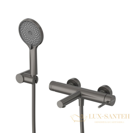 смеситель для ванны cezares relax-vd-gm, с ручным душем, оружейная сталь брашированная