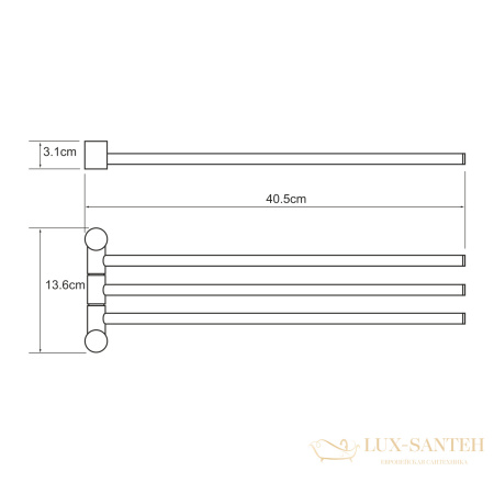 держатель полотенец тройной wasserkraft k-1033polished gold, золото