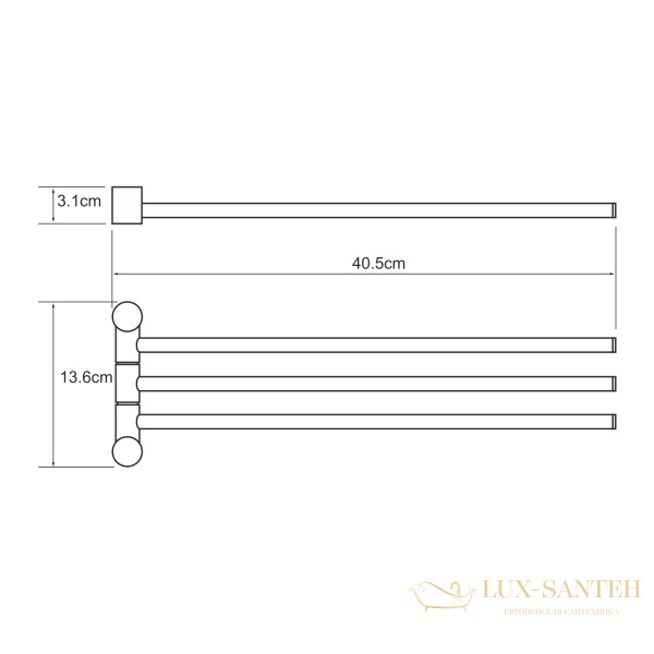 держатель полотенец тройной wasserkraft k-1033polished gold, золото