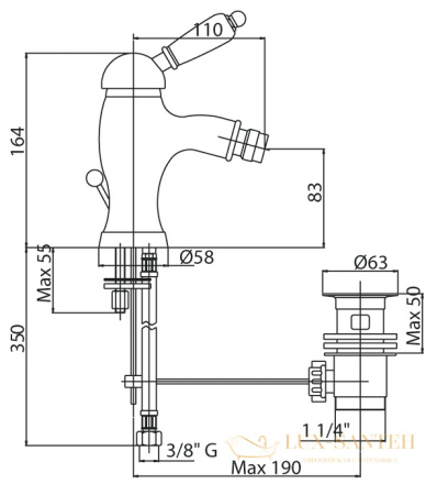 смеситель cezares elite elite-bsm1-02-m для биде, бронза