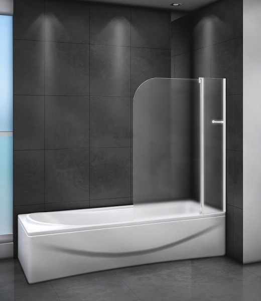 шторка на ванну cezares relax relax-v-11-100/140-p-bi-r 100 см r профиль серый, стекло рифленое