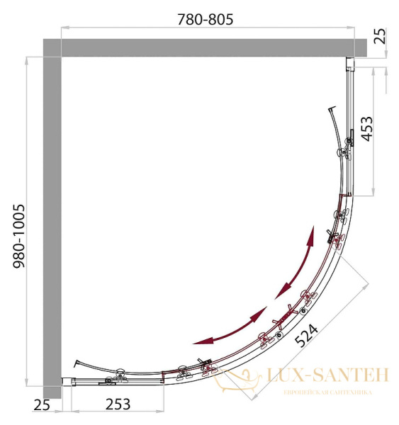 душевой уголок belbagno sela sela-rh-2-100/80-c-cr 100х80 см профиль хром, стекло прозрачное 