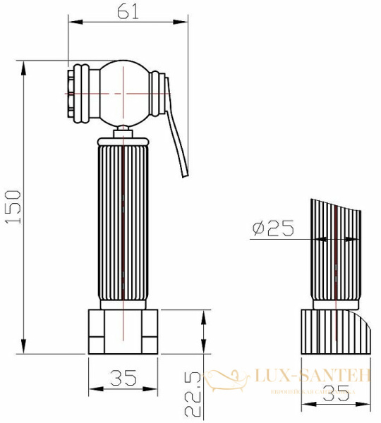гигиенический душ zorg antic azr 3 lb br, бронза