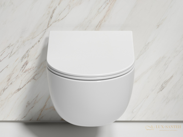 унитаз подвесной ceramica nova modena cn6063 безободковый, с сиденьем микролифт, белый глянцевый