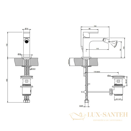 смеситель для биде с донным клапаном gessi via manzoni 38607.031, хром