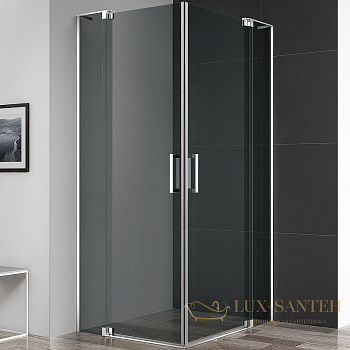душевой уголок cezares slider slider-ah-2-80/90-90/100-grigio-cr 100x90 профиль хром, стекло серое