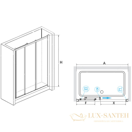 душевая дверь rgw classic 04091150-51 cl-11 150, профиль хром, стекло шиншилла