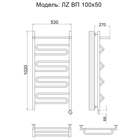 полотенцесушитель электрический ника curve лz вп 100/50 правый тэн, цвет хром