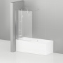 шторка на ванну cezares liberta liberta-v-1-80/155-c-cr 80 см профиль хром, стекло прозрачное