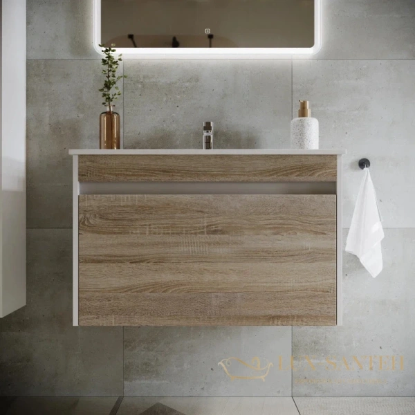 тумба sancos smart sm80e 79 см, дуб бардолино/белый глянец