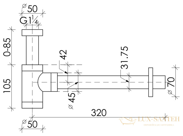 сифон для раковины ceramica nova, 70001mb, черный матовый