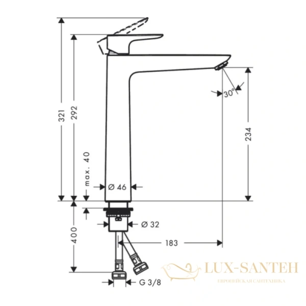смеситель для раковины hansgrohe talis e 71717670 черный