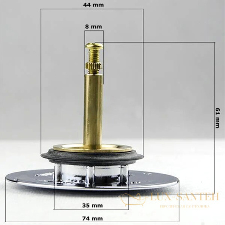 пробка со штоком для слива-перелива viega 215392, хром глянцевый