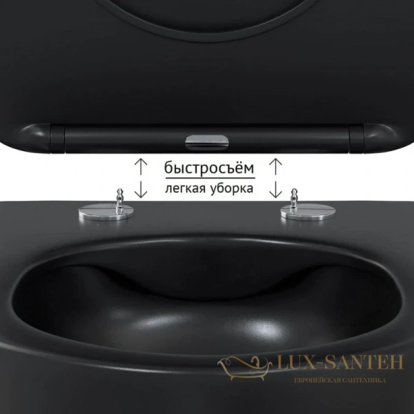 подвесной безободковый унитаз berges ventas 082136 с сиденьем микролифт, черный матовый