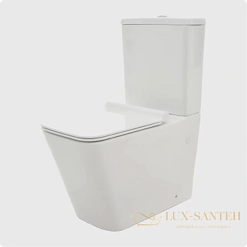 унитаз напольный безободковый aquame aqm1003, в комплекте c сиденьем softclose, горизонтальный выпуск, белый глянцевый