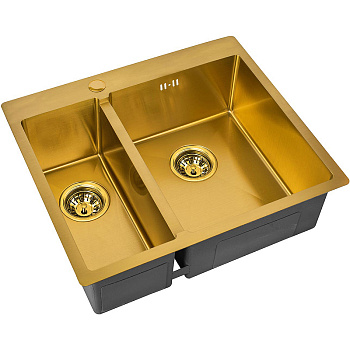 кухонная мойка zorg pvd bronze szr-59-2-51-r bronze 59 см, бронза