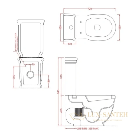 бачок artceram hermitage hec009 01 00 для унитаза, белый