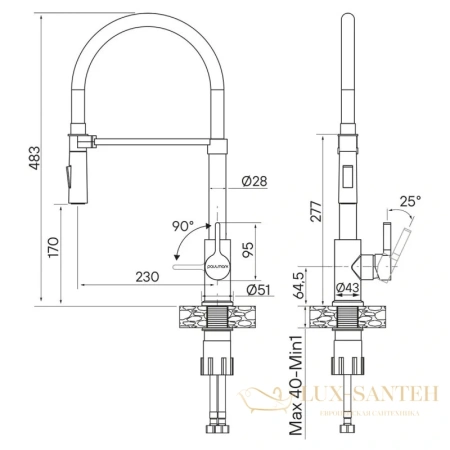 смеситель paulmark halt ha214021-bg для кухни, золотой матовый