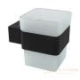 стакан для зубных щёток lemark smooth line 9732014 с держателем, черный матовый
