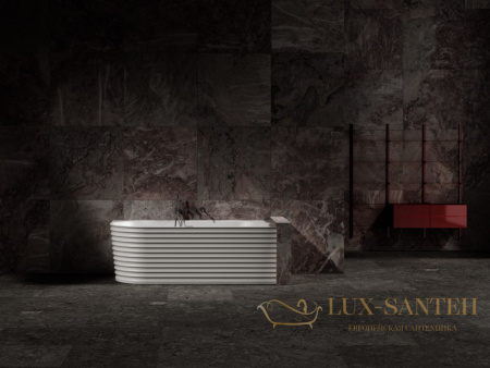 ванна угловая из искусственного камня abber stein as9651 r, правосторонняя, 170х80х55h см, белый матовый 