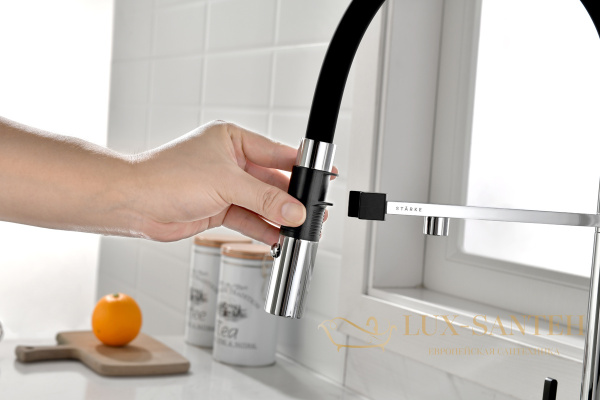 смеситель для кухни под фильтр с гибким изливом paulmark gravity gr213888-cr, хром