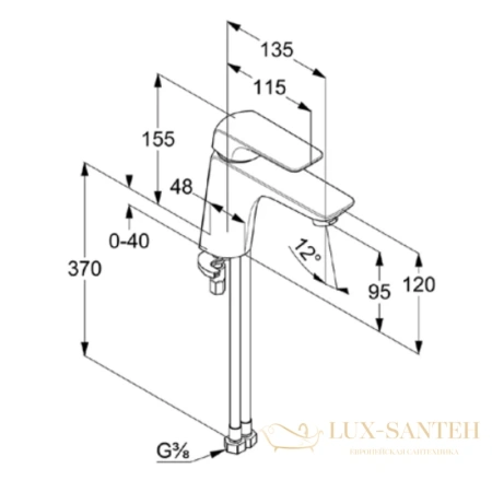 смеситель для раковины kludi ameo xl 410260575 без донного клапана, хром
