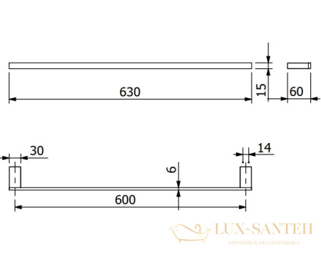 полотенцедержатель 600 мм, kludi vela c, 3197905, хром глянцевый