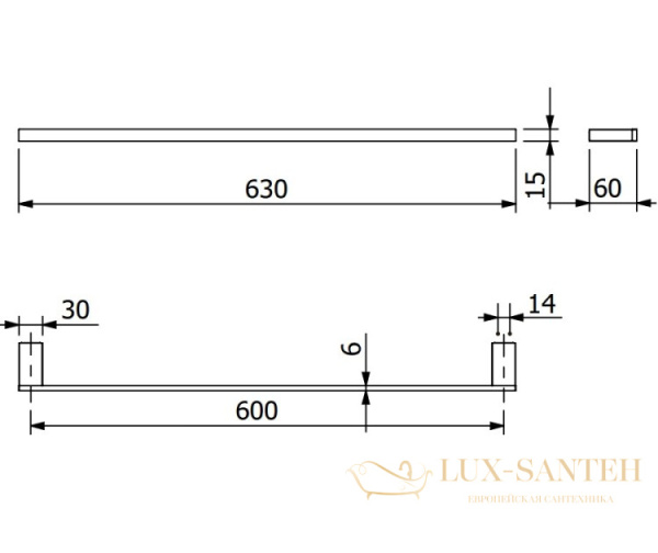 полотенцедержатель 600 мм, kludi vela c, 3197939, черный матовый