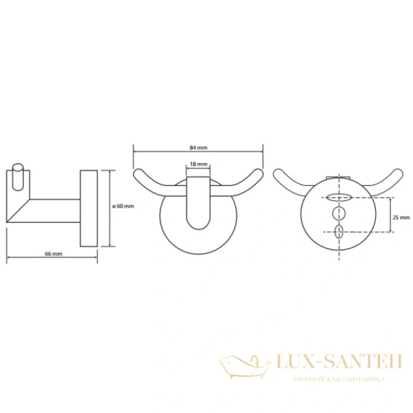 крючок двойной bemeta omega 104206032, хром