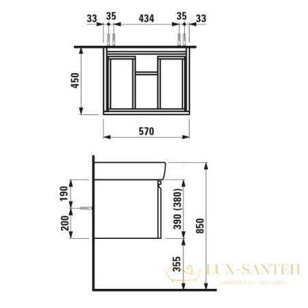 тумба под раковину laufen pro new 4.8304.2.095.463.1 570х450 мм, белый
