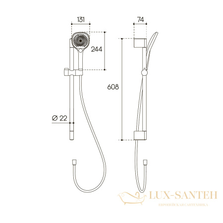 душевой гарнитур aqueduto chuva chu0600, хром