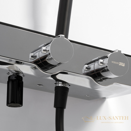 душевая система 300 мм wasserkraft abens a114.162.217.cb thermo, черный матовый