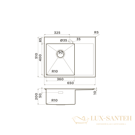 кухонная мойка omoikiri akisame 65-gm-l нерж.сталь х вороненая сталь, 4973097