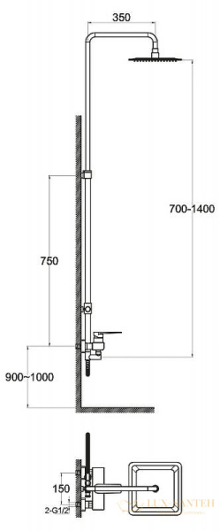 душевая система belbagno carin car-docm-crm, хром